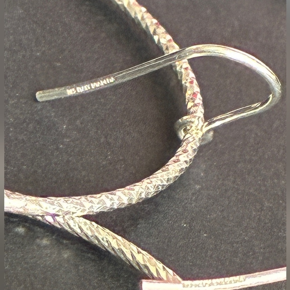 925 Silver Earrings,Textured Silver Hoop Drop Earrings for Women - Picture 7 of 7